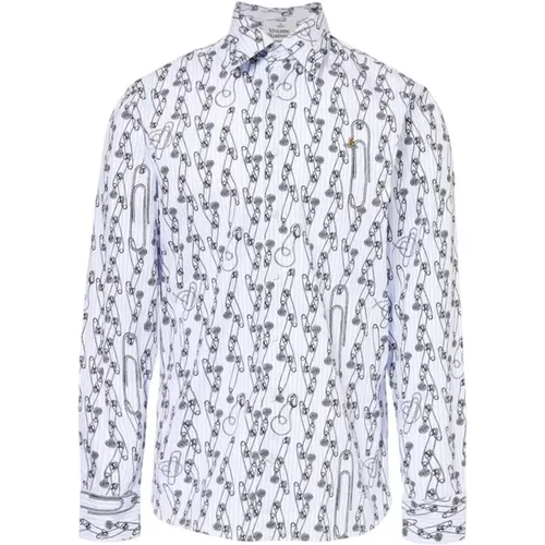 Safety Pin Ghost Shirt Blue , male, Sizes: L, XL - Vivienne Westwood - Modalova