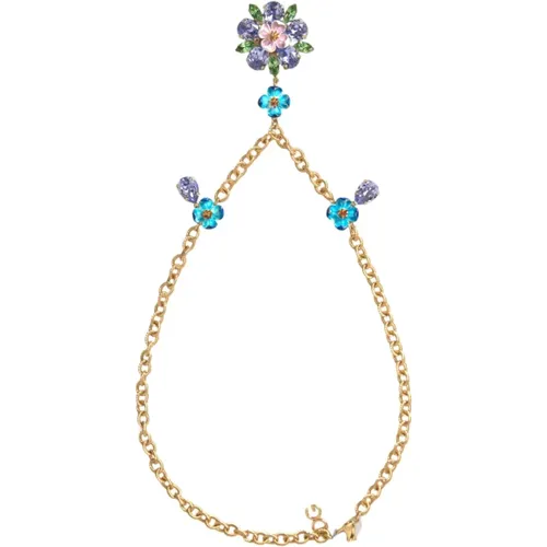 Kristall Blumen Anhänger Charm Halskette , Damen, Größe: ONE Size - Dolce & Gabbana - Modalova