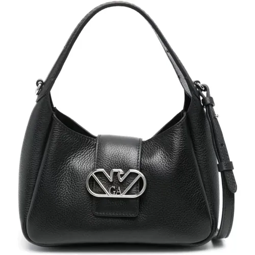 Leather Shoulder Bag with Logo , female, Sizes: ONE SIZE - Emporio Armani - Modalova