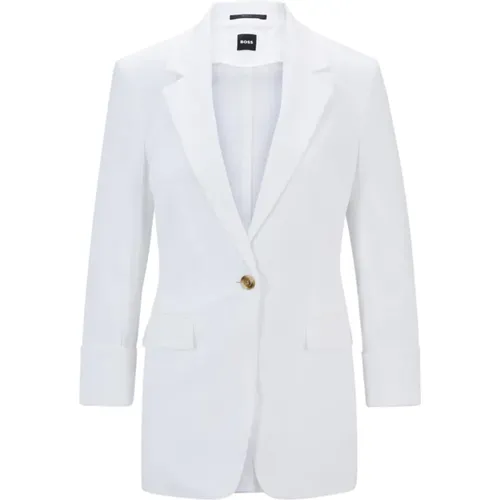 Modern Linen Blazer Jasena , female, Sizes: 2XL, 3XL, L, XL - Hugo Boss - Modalova