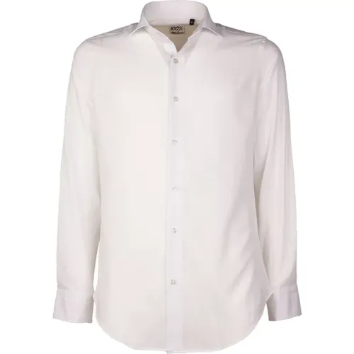 Weißes Baumwollhemd mit Knopfverschluss , Herren, Größe: 2XL - Made in Italia - Modalova