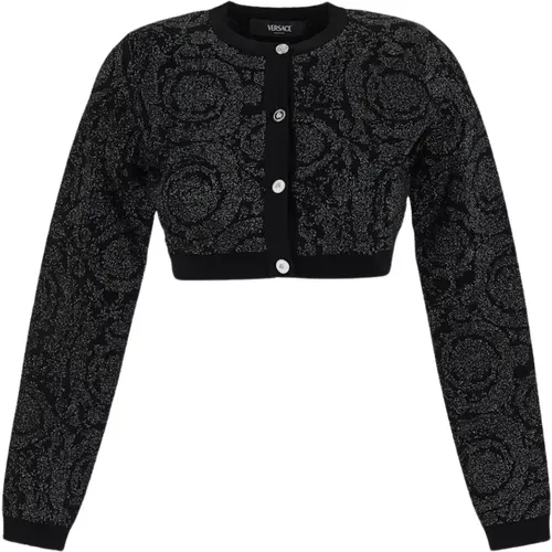 Viscose Cropped Cardigan , female, Sizes: XS, 2XS - Versace - Modalova