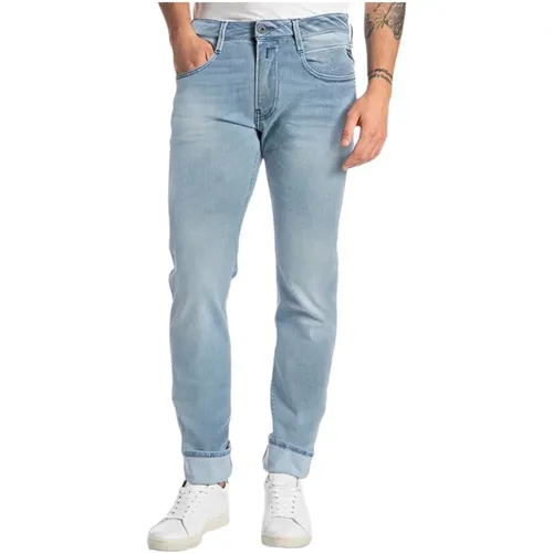 Hellblaue Denim Jeans , Herren, Größe: W28 L32 - Replay - Modalova