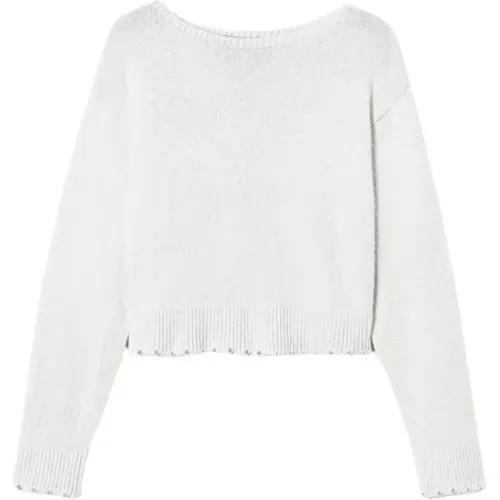 Angora Wool Sweater Cream , female, Sizes: S, L - Twinset - Modalova