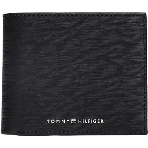 Schwarze Leder Geldbörse Bifold Gehämmertes Finish - Tommy Hilfiger - Modalova