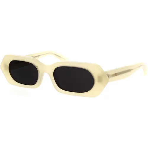 Geometrische Sonnenbrille in Gelb-Opalin mit grauen organischen Gläsern , Damen, Größe: 51 MM - Celine - Modalova