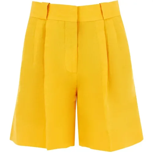 Ausgestellte Leinen-Shorts mit Smiley-Tasche , Damen, Größe: XS - Blazé Milano - Modalova