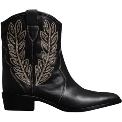 Leder bestickte Cowboy-Stiefel - Twinset - Modalova