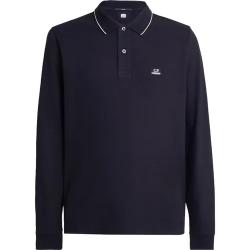 Slim Fit Polo-Shirt mit langen Ärmeln , Herren, Größe: S - C.P. Company - Modalova