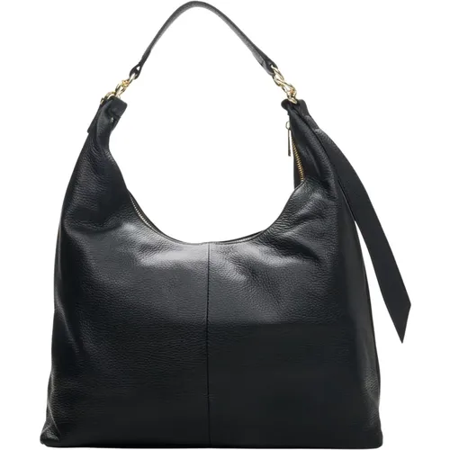 Schwarze Leder Shopper Tasche Luxus Stil - Estro - Modalova
