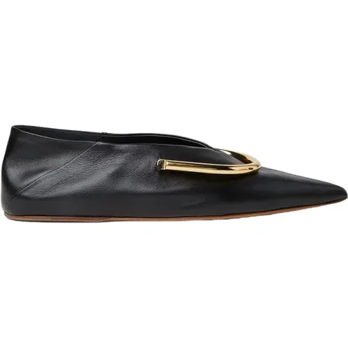 Luxuriöse Leder Spitze Ballerina Flats , Damen, Größe: 36 EU - Jil Sander - Modalova