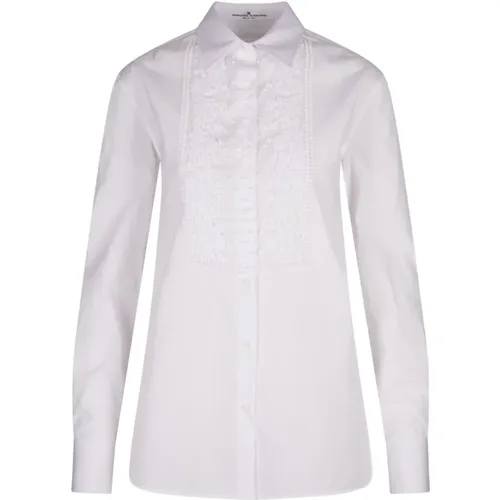 Weiße Baumwoll-Popeline bestickte Bluse - Ermanno Scervino - Modalova