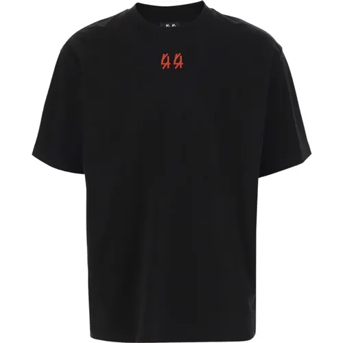 Baumwoll T-Shirt mit Logo-Druck , Herren, Größe: S - 44 Label Group - Modalova