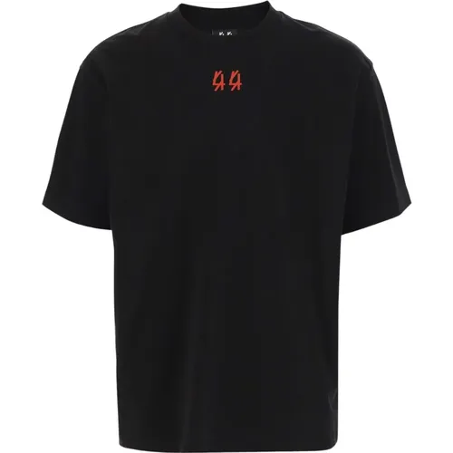 Baumwoll T-Shirt mit Logo-Druck , Herren, Größe: M - 44 Label Group - Modalova