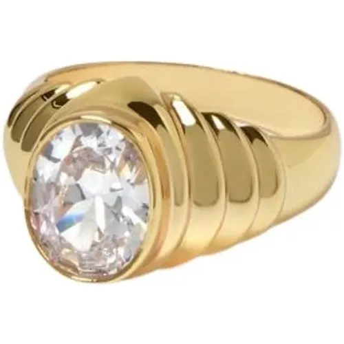 Messing und vergoldeter Statement-Ring , Damen, Größe: 52 MM - Timeless Pearly - Modalova