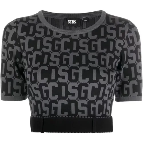 Monogram Casual Sweater Schwarz , Damen, Größe: M - GCDS - Modalova