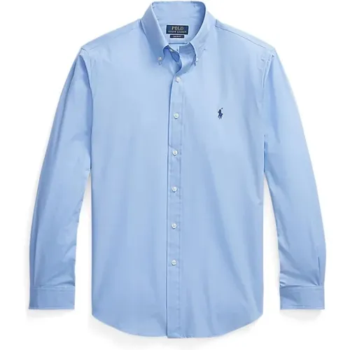 Blaues Polo-Shirt Custom Fit , Herren, Größe: 2XL - Ralph Lauren - Modalova