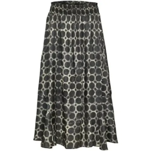 Adelina Silk Skirt in Pattern , female, Sizes: L - Sand - Modalova