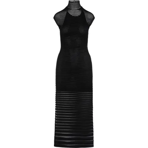 Schwarzes Langes Kleid mit Streifen - Alaïa - Modalova
