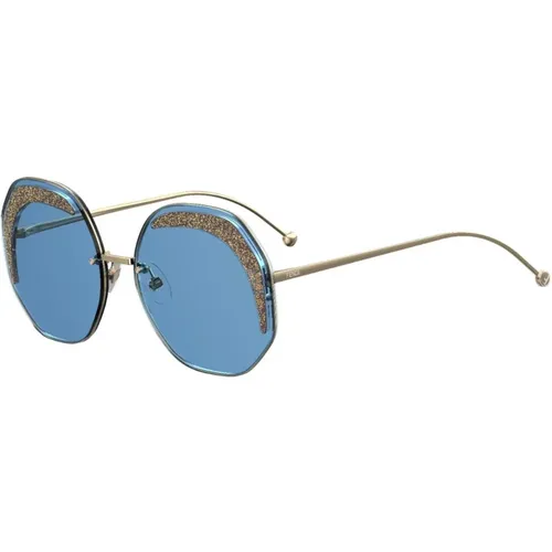 Gold/Blau Sonnenbrille Glass FF 0358/S , Damen, Größe: 63 MM - Fendi - Modalova