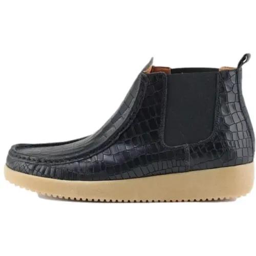 Schwarzer Croco Ester Chelsea Stiefel , Damen, Größe: 36 EU - Nature Footwear - Modalova