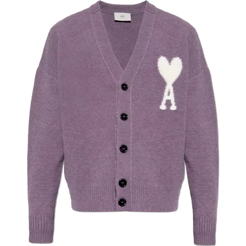 Cardigan mit Logo , Damen, Größe: 2XS - Ami Paris - Modalova