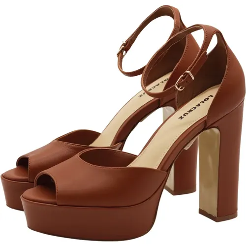Cuero Tan High Heel Sandals , female, Sizes: 5 UK, 3 UK - Lola Cruz - Modalova