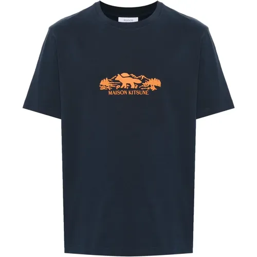 Navy Fox T-Shirt , male, Sizes: L, S, M - Maison Kitsuné - Modalova