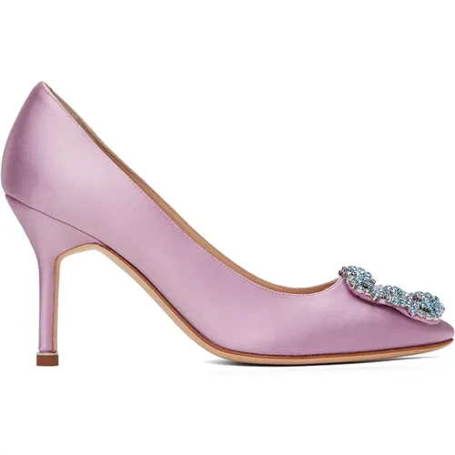 Seidensatin Pumps mit 9 cm Absatz - Manolo Blahnik - Modalova