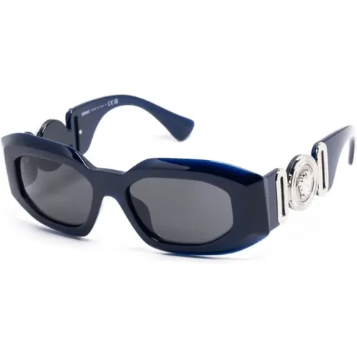Blaue Sonnenbrille mit Zubehör , Herren, Größe: 53 MM - Versace - Modalova