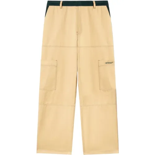 Cargohose mit großen Taschen , Herren, Größe: S - Off White - Modalova