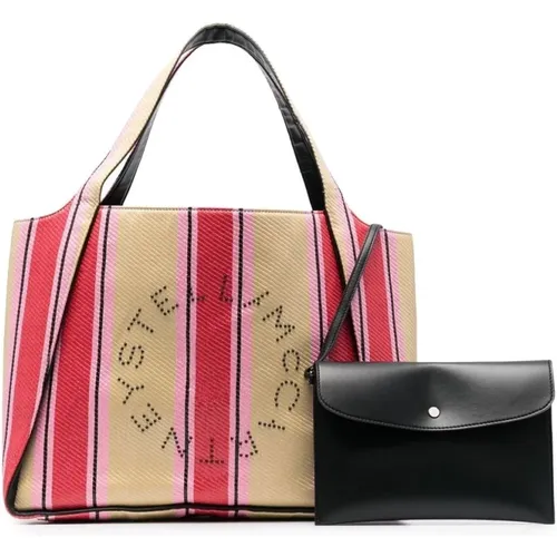 Striped Logo-Print Tote Bag , female, Sizes: ONE SIZE - Stella Mccartney - Modalova