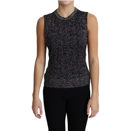 Chevron Wool Knit Tank Top , female, Sizes: XS - Dolce & Gabbana - Modalova