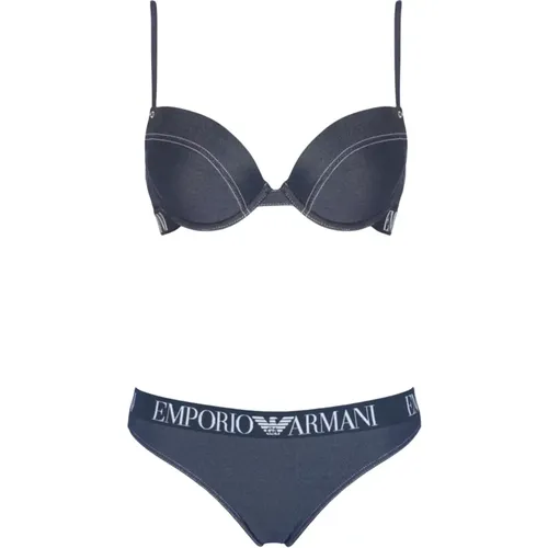 Jeans Effect Push-Up Brazilian Bikini , female, Sizes: S, L - Emporio Armani - Modalova