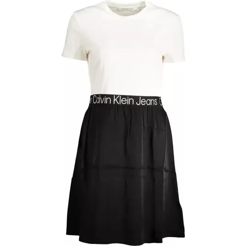 Weißes Kleid mit kontrastierendem Rock - Calvin Klein - Modalova