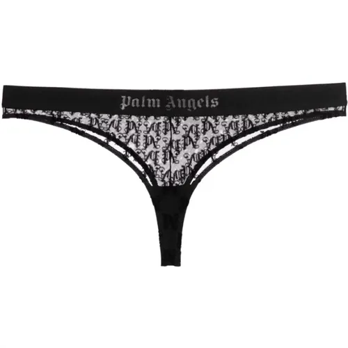 Schwarze Unterwäsche mit Logo-Bund im Thong-Stil , Damen, Größe: S - Palm Angels - Modalova