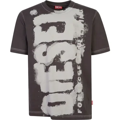 Grey T-shirts and Polos , male, Sizes: S, L, XL, M - Diesel - Modalova