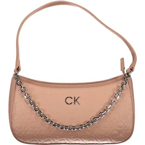 Rosa Polyester-Handtasche mit Ketten- und Schultergriff - Calvin Klein - Modalova