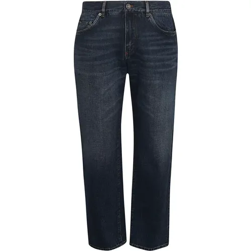 Navy Straight Leg Jeans Whiskering , male, Sizes: L, S, 2XL, M, XL - Dolce & Gabbana - Modalova
