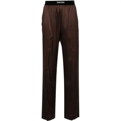 Silk Blend Satin Trousers , female, Sizes: M, S - Tom Ford - Modalova