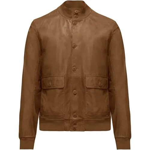 Walt Leather Bomber Jacket , male, Sizes: 3XL, M, S, 2XL, L, XL - BomBoogie - Modalova