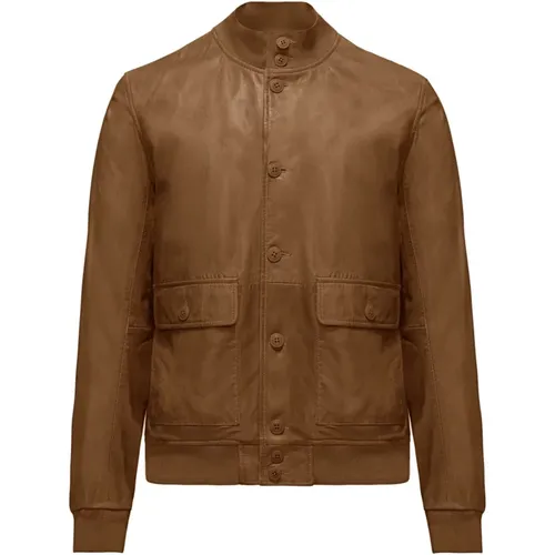 Walt Leather Bomber Jacket , male, Sizes: M, S, L, XL - BomBoogie - Modalova
