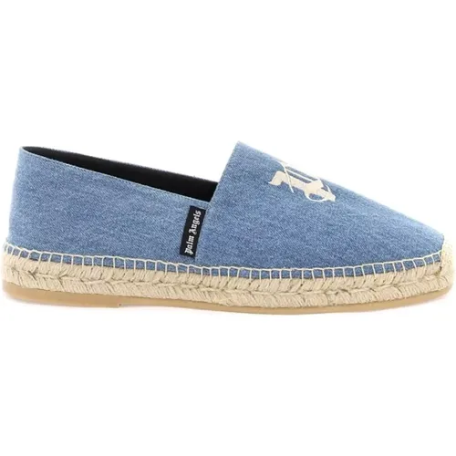 Embroidered Logo Denim Espadrilles , male, Sizes: 8 UK, 7 UK, 6 UK - Palm Angels - Modalova