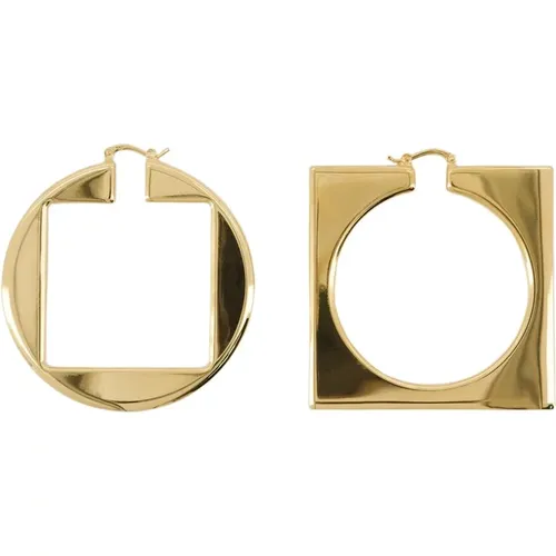 Gold Round Square Creole Earrings , female, Sizes: ONE SIZE - Jacquemus - Modalova