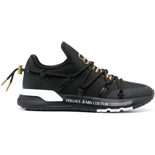 Schwarze Sneakers mit Goldlogo - Versace - Modalova