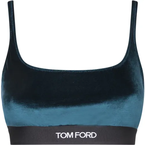 Luxuriöser Samt-Bralette, Nahtlos, Grün , Damen, Größe: M - Tom Ford - Modalova