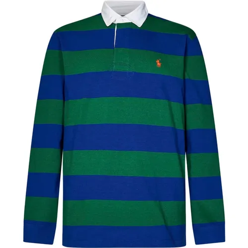 Grün Gestreiftes Langarm Rugby Polo Shirt , Herren, Größe: XL - Polo Ralph Lauren - Modalova