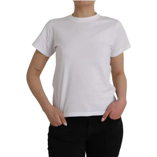 Weißes Baumwoll-T-Shirt mit Rundhalsausschnitt und kurzen Ärmeln , Damen, Größe: XS - Balenciaga - Modalova