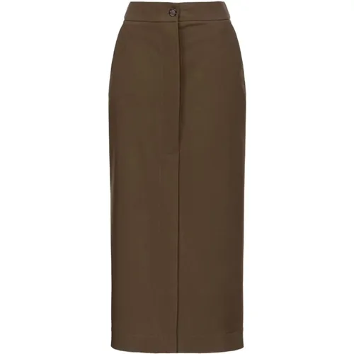 Olive Brown Stretch Skirt , female, Sizes: M, S, XS - pinko - Modalova