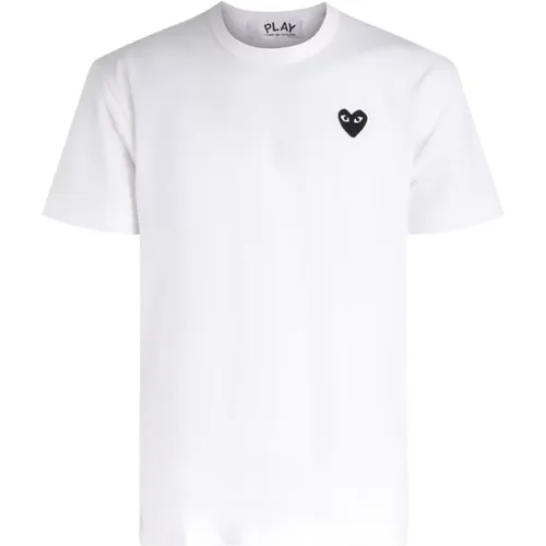 Weißes Herz-Patch T-Shirt , Herren, Größe: XL - Comme des Garçons Play - Modalova